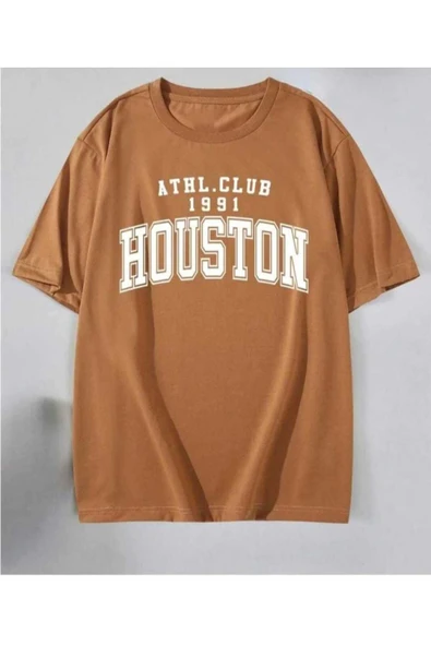 KOZİA OUTDOORS malkoçbey houston baskılı oversize unisex basic t-şihirt - Resim 6