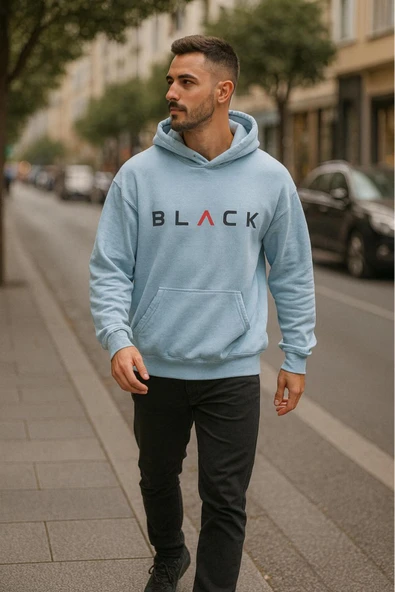 KOZİA OUTDOORS BLACK kapüşonlu baskılı oversize erkek sweaşhirt - Resim 8