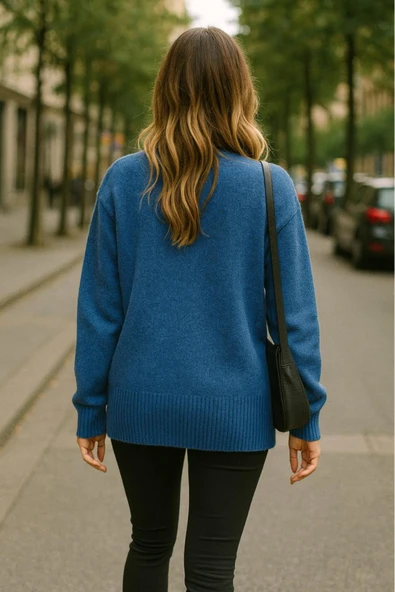 KOZİA OUTDOORS Malkoçbey Bisiklet Yaka salaş  Oversize Triko Kazak - Resim 3