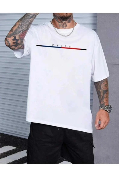 KOZİA OUTDOORS Rahat Kalıp Paris Baskılı Unisex Basic Tişört - Resim 3