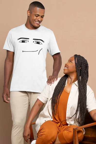 Butik Roblox Face Man Tişört Beyaz Unisex Tshirt - Resim 2