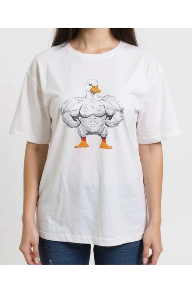 KOZİA OUTDOORS kaslı kaz baskılı unisex bisiklet yaka basic tişört ürün görseli