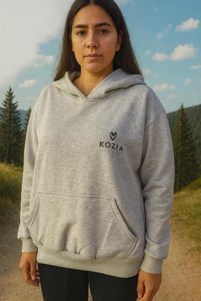 KOZİA OUTDOORS orjinal kozia baskılı oversize unisex kapüşonlu sweatşhirt ürün görseli