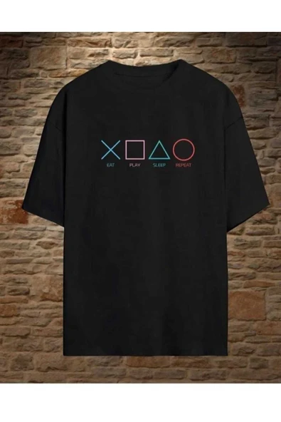 KOZİA OUTDOORS malkoçbey play game baskılı oversize unisex basic t-şihirt - Resim 7