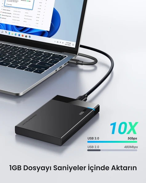 UGREEN USB 3.0 2.5 İnç Harici HDD/SSD Disk Kutusu, 30848 - Resim 2