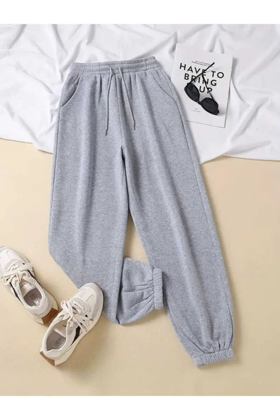 blackbonds Unisex 3 İplik Şardonlu Düz Yüksel Bel Lastikli Paça Cepli Jogger Eşofman Altı ürün görseli