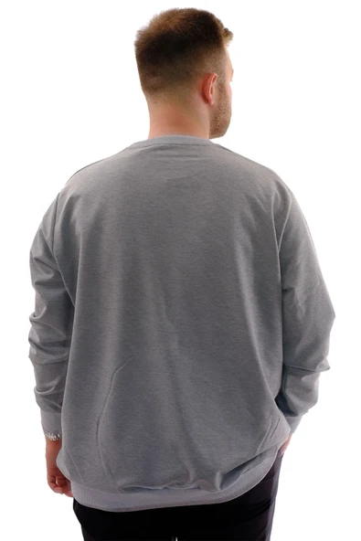 Büyük Beden Erkek Sweat Bıs Yaka U24174 Grimelanj - Resim 4