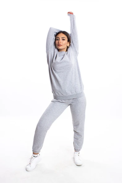 blackbonds Kadın Gri Eşofman Takımı Lastikli Paça - Resim 4