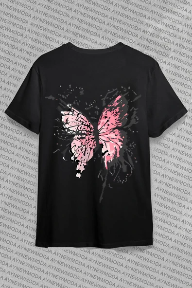 Garalio Marecash Beyaz Kelebek Baskılı Oversize Penye T-shirt - Resim 8