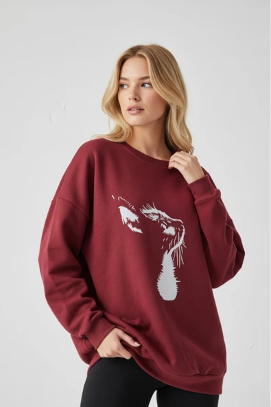 KOZİA OUTDOORS malkoçbey baskılı oversize unisex swetşhirt - Resim 5