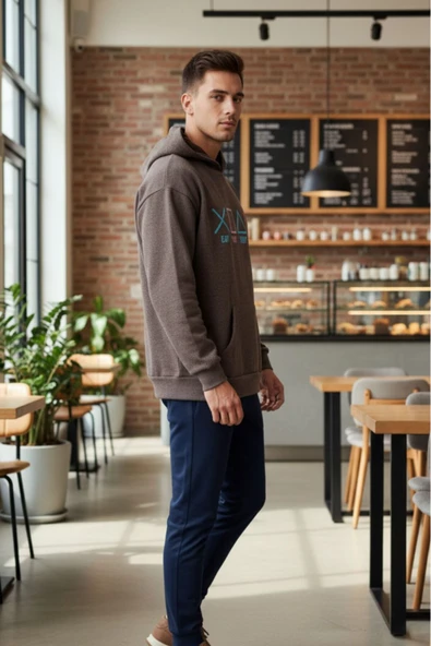 blackbonds geometrik şekilli unisex kapüşonlu sweatşhirt - Resim 6