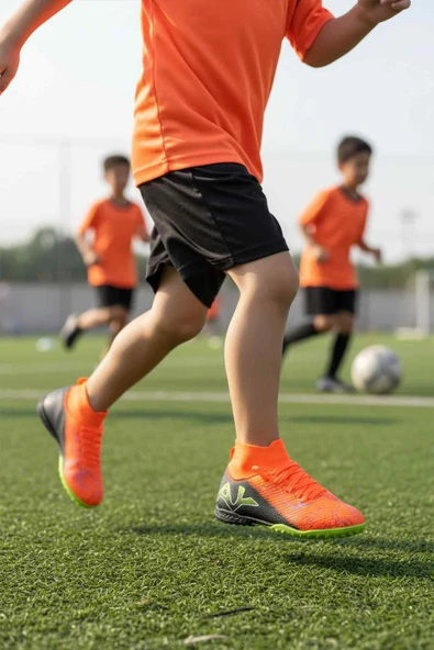 Playup Turuncu Siyah Bilekten Çoraplı Erkek Çocuk Halı Saha Ayakkabısı FH-252-153 F - Resim 3