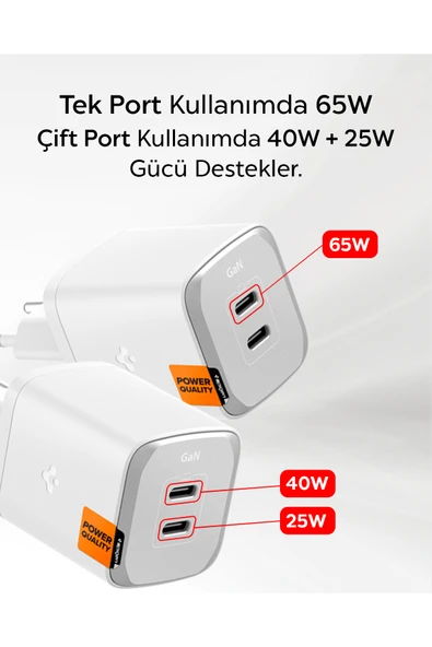 Spigen ArcStation Pro 65W Hızlı Şarj Adaptörü Beyaz PE2204EU - ACH05164 - Resim 2