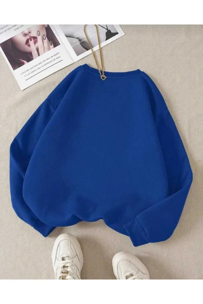 KOZİA OUTDOORS renkli tüy baskılı oversize unisex basic sweatşhirt - Resim 6