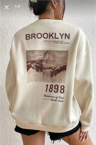 KOZİA OUTDOORS malkoçbey el baskılı oversize unisex o yaka swaetşhirt - Resim 3