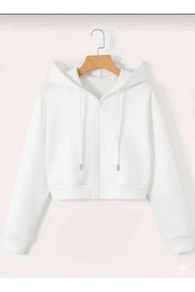 blackbonds gri fermuarlı 3 iplik crop - Resim 2