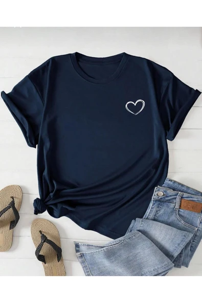 KOZİA OUTDOORS malkocbey minimal kalp lacivert baskılı t-şhirt ürün görseli