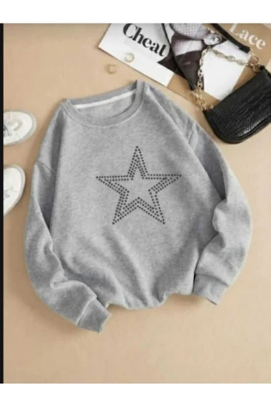 blackbonds Unisex Star Stroke Taş Baskılı Sweatshirt - Resim 3