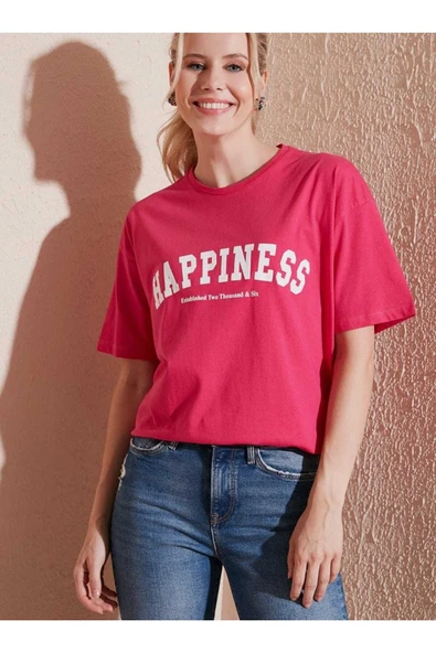 KOZİA OUTDOORS MALKOÇBEY  HAPPINNES BASKILI OVERSİZE UNİSEX BASİC T-ŞHİRT - Resim 6