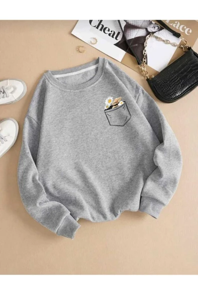 KOZİA OUTDOORS o yaka baskılı oversize unisex sweatşhirt - Resim 6