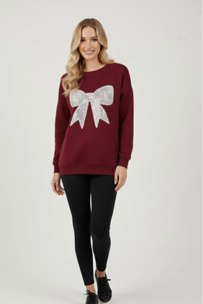 blackbonds Kadın Bakır Terazi Baskılı Oversıze Unısex Sweatshirt Uzun Blckbnds - Resim 7