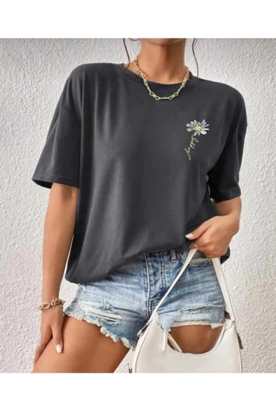 KOZİA OUTDOORS MALKOÇBEY PAPATYA BASKILI OVERSİZE UNİSEX BASİC T-ŞHİRT - Resim 3