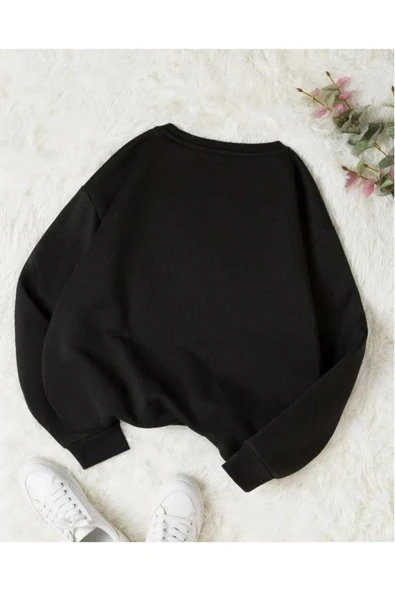 LEONE Siyah Sweat Brooklyn Baskılı Oversize - Resim 3