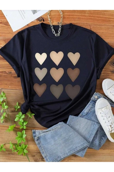 KOZİA OUTDOORS Rahat Kalıp Bisiklet Yaka Baskılı Oversize Pamuklu Tişört - Resim 3