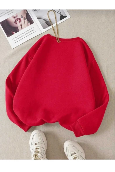 KOZİA OUTDOORS renkli tüy baskılı oversize unisex basic sweatşhirt - Resim 4