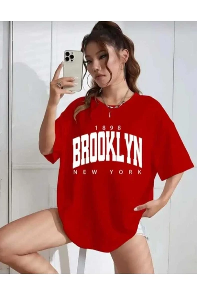 KOZİA OUTDOORS Brooklyn Yazı Baskılı Oversize Unisex Rahat Kalıp Basic Tişört - Resim 5