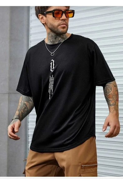 KOZİA OUTDOORS dikey baskılı o yaka oversize unisex basic t-şhirt - Resim 7