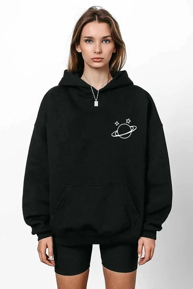 blackbonds Gezegen Baskılı Oversize Kapüşonlu Sweatshirt ürün görseli