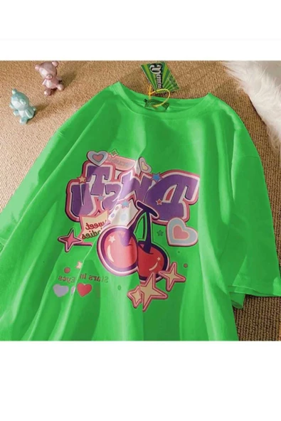 KOZİA OUTDOORS malkoçbey vişne baskılı oversize unisex basic t-şhirt - Resim 3