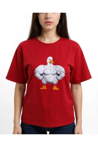 KOZİA OUTDOORS kaslı kaz baskılı unisex bisiklet yaka basic tişört - Resim 2