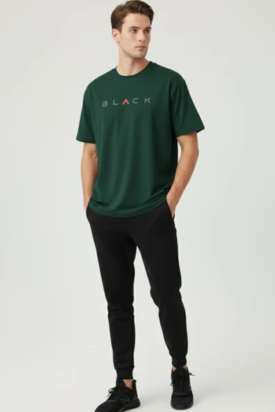 KOZİA OUTDOORS MALOÇBEY modern black baskılı oversize unisex basic o yaka t-şhirt - Resim 9