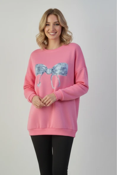 blackbonds steteskop fiyonk bakılı bisiklet yaka kadın sweatshirt - Resim 12