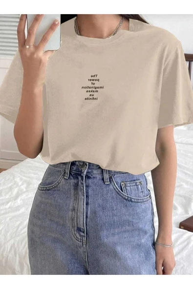 KOZİA OUTDOORS MALKOÇBEY  THE POVER BASKILI OVERSİZE UNİSEX BASİC T-ŞHİRT - Resim 2