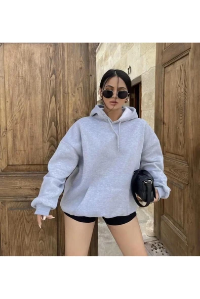 KOZİA OUTDOORS Unisex Düz GRİ Kapüşonlu Sweatshirt ürün görseli