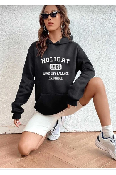 KOZİA OUTDOORS kapüşonlu baskılı unisex oversize sweatşhirt - Resim 3