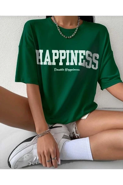 KOZİA OUTDOORS MALKOÇBEY  HAPPINNES BASKILI OVERSİZE UNİSEX BASİC T-ŞHİRT - Resim 7