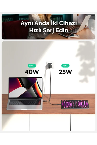 Spigen ArcStation Pro 65W Hızlı Şarj Adaptörü Beyaz PE2204EU - ACH05164 - Resim 3