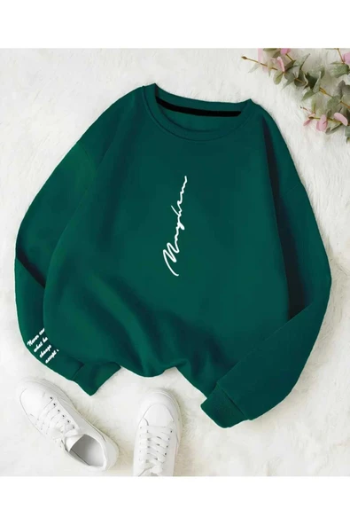 KOZİA OUTDOORS never baskılı oversize unisex bisiklet yaka sweatşhirt - Resim 5