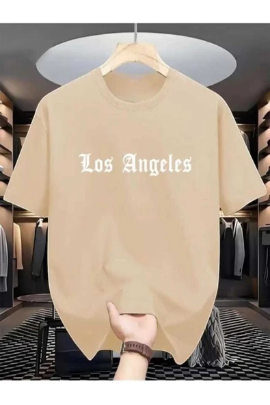 KOZİA OUTDOORS malkoçbey los angeles baskılı oversize unisex basic o yaka t-şhirt - Resim 2