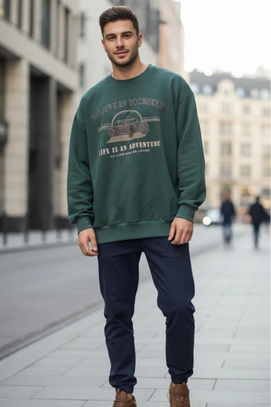 KOZİA OUTDOORS o yaka baskılı oversize unisex sweatşhirt - Resim 8