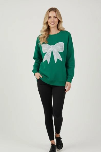 blackbonds Kadın Bakır Terazi Baskılı Oversıze Unısex Sweatshirt Uzun Blckbnds - Resim 6