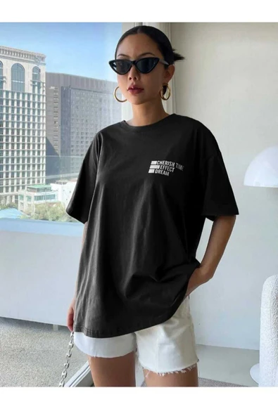 KOZİA OUTDOORS malkoçbey cherısh tıme baskılı overisze unisex basic t-şhirt - Resim 6