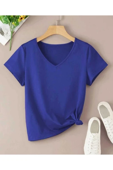 KOZİA OUTDOORS Pamuklu Oversize Basic V Yaka Unisex Tişört - Resim 9