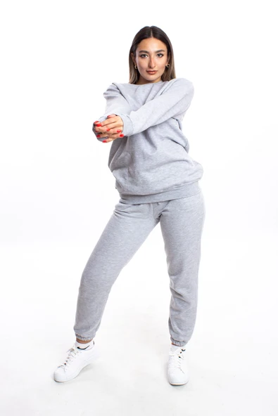 blackbonds Kadın Gri Eşofman Takımı Lastikli Paça - Resim 5