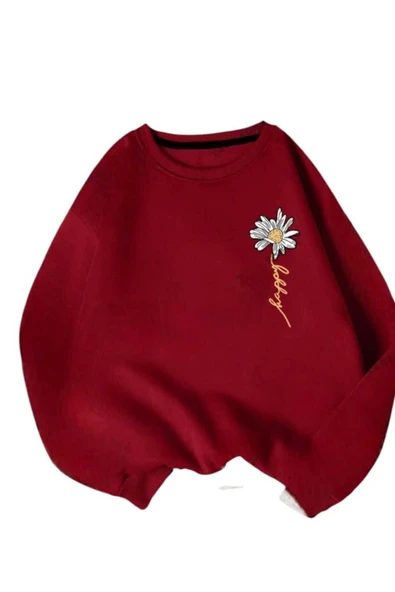 KOZİA OUTDOORS malkoçbey bordo oyaka oversize unisex swetşhirt - Resim 2