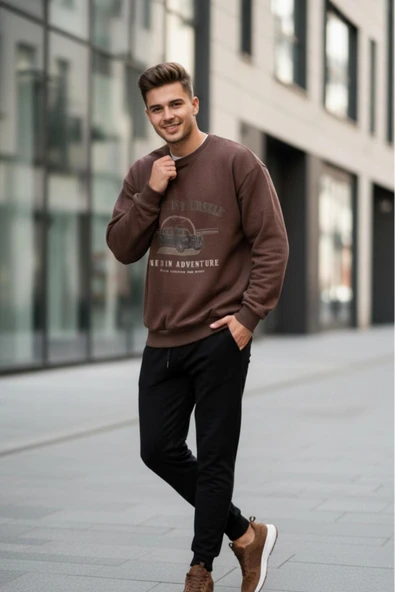 KOZİA OUTDOORS o yaka baskılı oversize unisex sweatşhirt - Resim 9